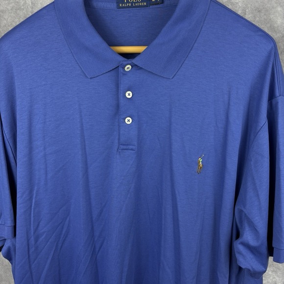 Ralph Lauren Polo Shirt Mens 3XB Big Blue Soft Flesh Pony Stretch Preppy - Picture 2 of 10